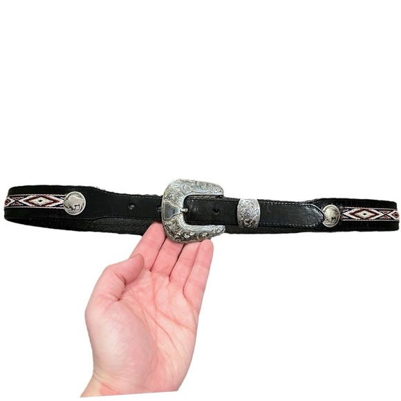 Vintage 90’s Western Leather Belt - Picture 1 of 9